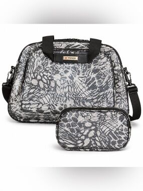 TAG Black White Animal Print Travel Tote & Cosmetic Bag Set
